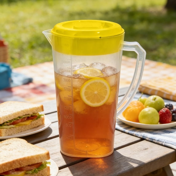 Lunxisen 4 Pcs Cold Drink Jug Transparent Beverage Dispenser Home Use Large Capacity Cold Brew Pot Iced Tea Coffee Pitcher Kitchen Drinkware(3000ml)