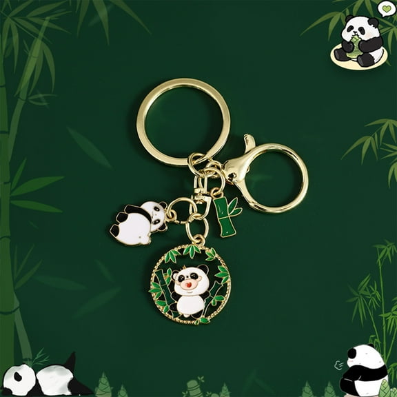 Lunxisen 4 Pcs Cute Panda Key Chain Keyring, Creative Jewelry for Man Woman
