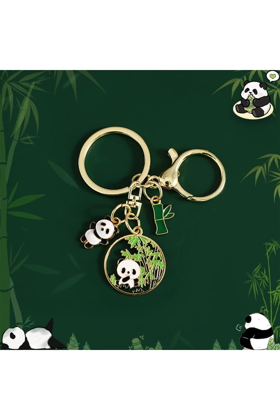 4 Pcs Cute Panda Key Chain Keyring, Creative Jewelry for Man Woman