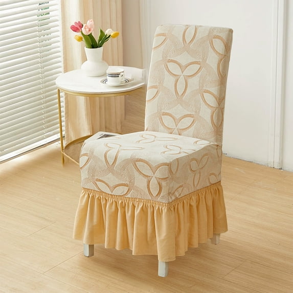 Lunxisen 4 Pcs Dining Room Chair Slipcovers Stretch Dining Chair Covers Non Slip Washable Furniture Protector with Skirt Country Style for Hotel Ceremony Party