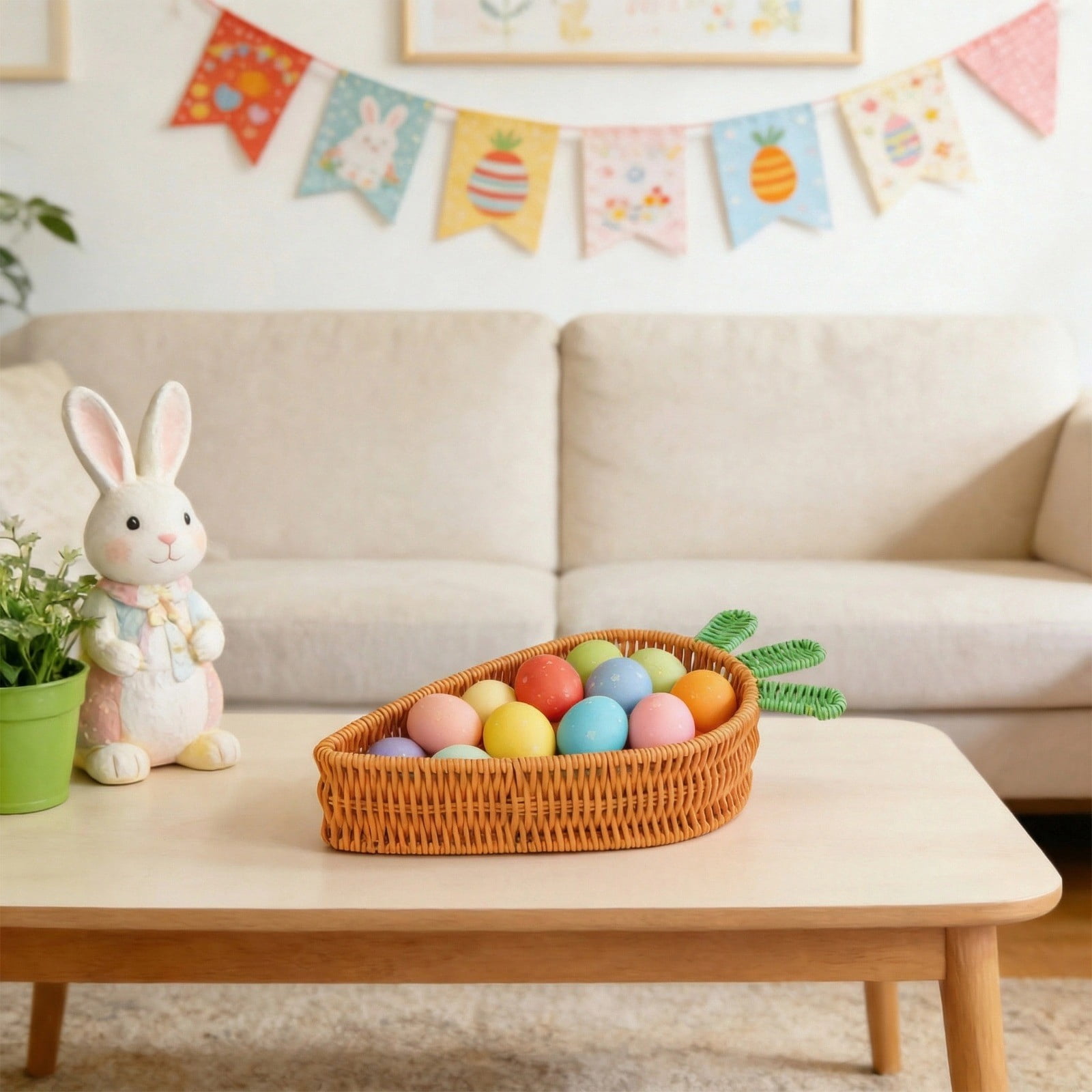 Lunxisen 4 Pcs Easter Basket Decor Woven Storage Bin for Home Organization Spring Decoration Gift