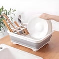 thumbnail image 1 of Lunxisen 4 Pcs Kitchen Foldable Dish Drainer Retractable Storage Rack Space Saving Tableware Organizer for Countertop, 1 of 7