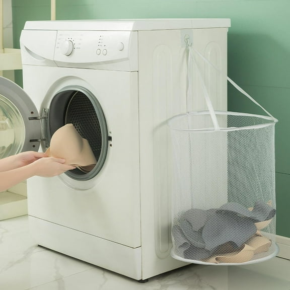 Lunxisen 4 Pcs Mesh Collapsible Small Wall Laundry Baskets，Hanging Laundry Hamper，for Hotel, University Dormitory Use