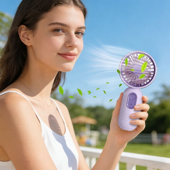 Lunxisen 4 Pcs Portable Handheld Personal Fan USB Rechargeable Battery Operated Three Speed Cooling for Travel Outdoor
