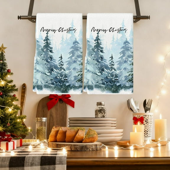 Lunxisen 4 Pcs Snowman Xmas Trees Christmas Kitchen Towels Dish Towels, Daily Seasonal Winter Decoration Hand Towels