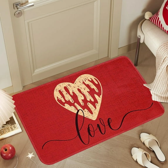 Lunxisen 4 Pcs Valentine's Day Bath Rug Heart Tufted Bath Mat Non Slip Shower Rugs Front Door Mat Carpet Floor Rug for Home Kitchen Living Room Bedroom Bathroom Decor(40*60cm)
