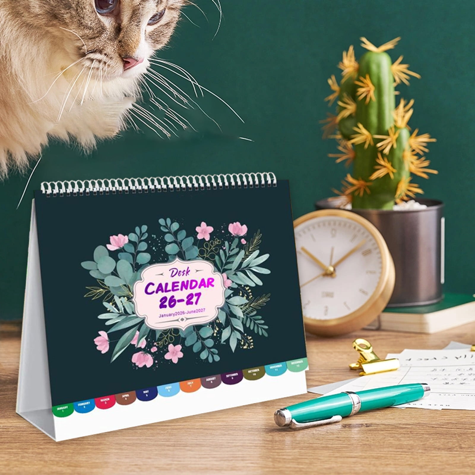 Lunxisen 4 pcs Small Desk Calendar 2026-2027 - Standing Flip Desk Calendars 2026, 18 Months Stand Up Calendars from Jan 2026 to June 2027, Desktop Calendar Planner for Home, School, Office