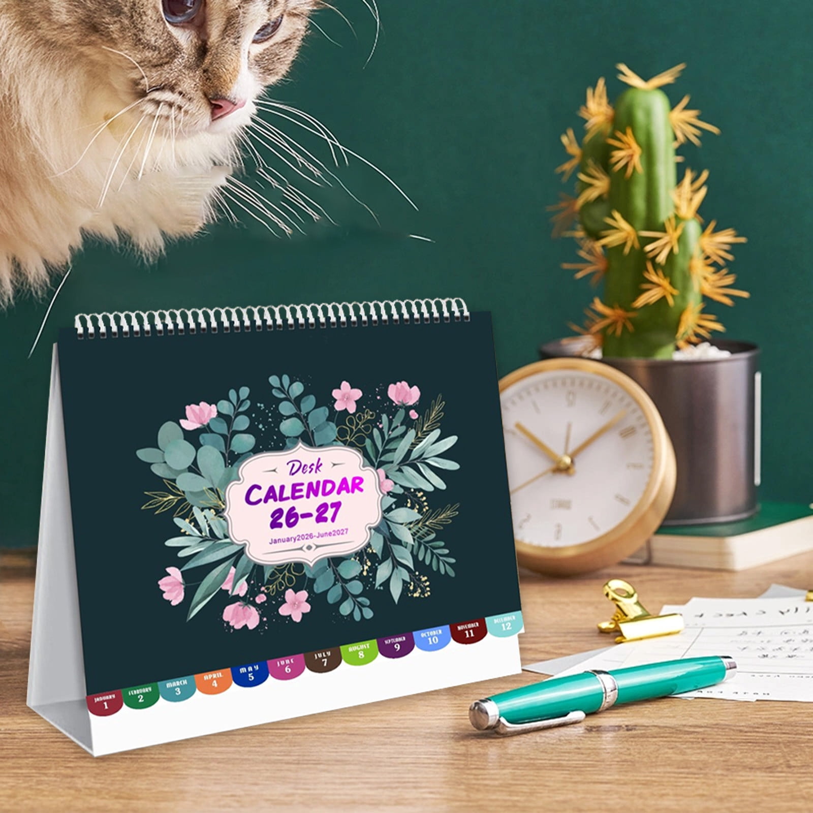 Lunxisen 4 pcs Small Desk Calendar 2026-2027 - Standing Flip Desk Calendars 2026, 18 Months Stand Up Calendars from Jan 2026 to June 2027, Desktop Calendar Planner for Home, School, Office