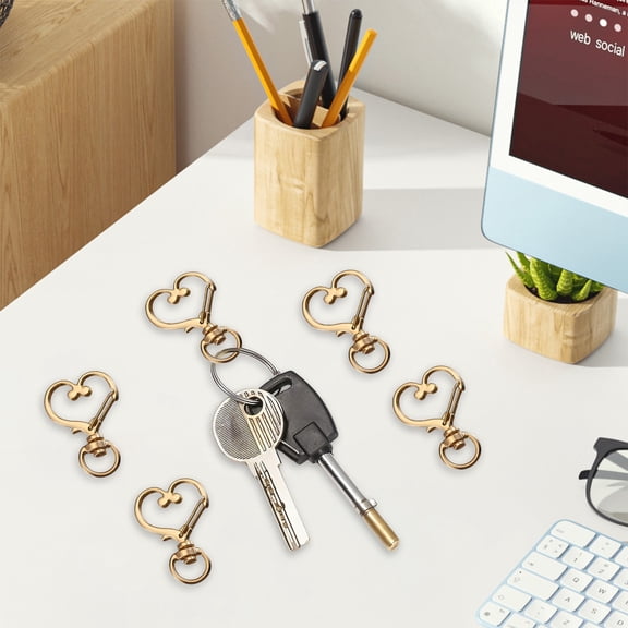 Lunxisen 5 Pcs Colorful Mixed Alloy Heart Shaped Spring Keychain Clips Carabiner Hooks, Trigger Snap Clips, Key Ring Hooks for Purses, Handbags DIY Craft Buckles, Valentines Day