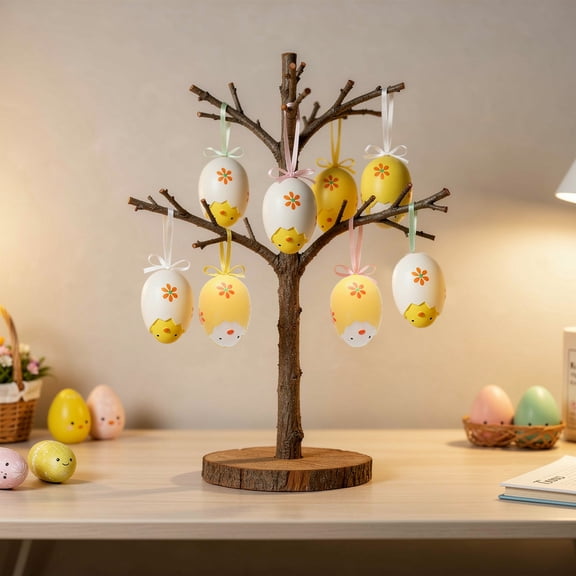 Lunxisen 6 Pcs Easter Decorations Eggs Hanging Ornaments Colorful for Easter Tree Basket Decor Party Favors Supplies Home
