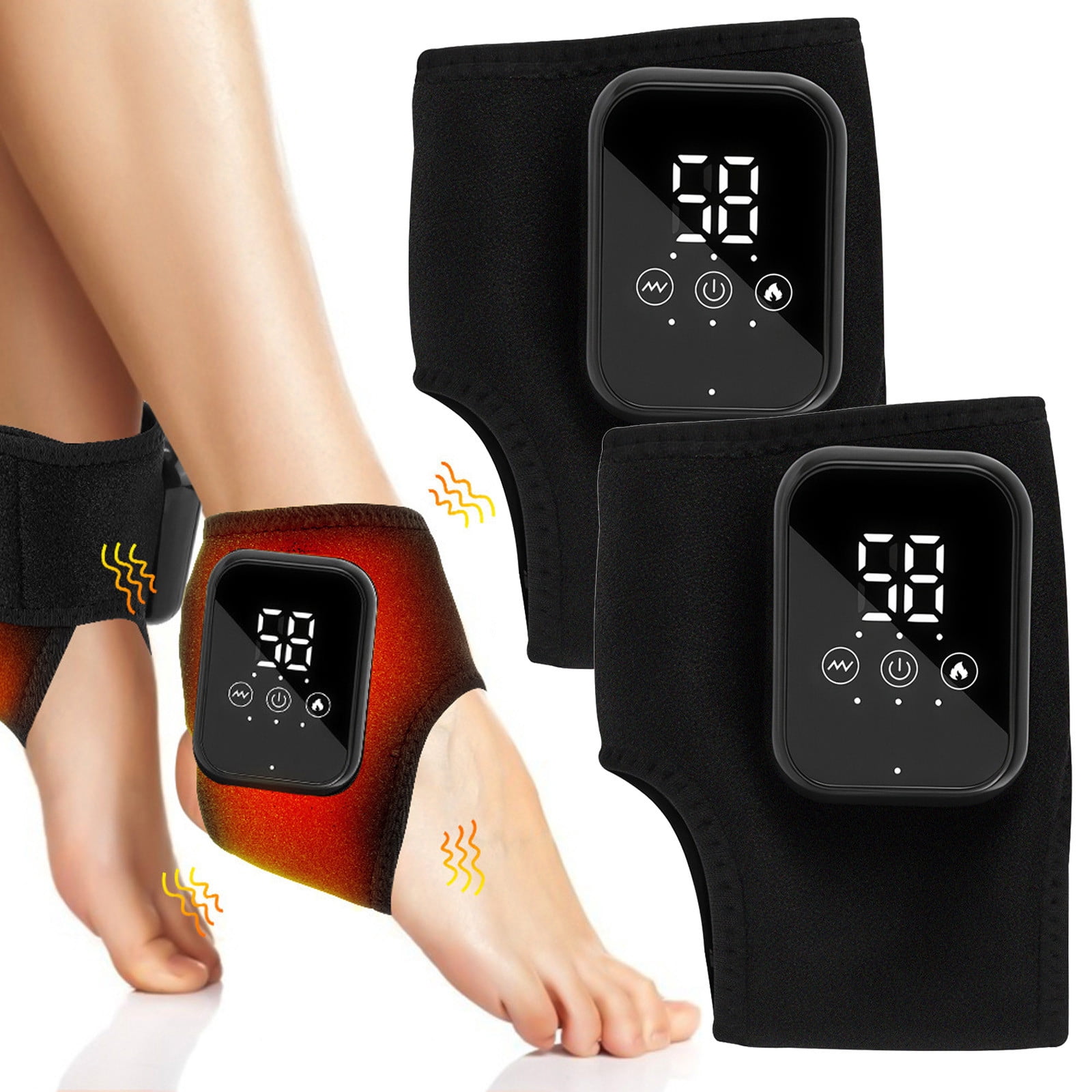 Lunxisen 6 Pcs Foot Massager, Wireless Portable Triple Method Heated Ankle Wrap with Vibration Modes.