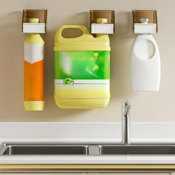 Lunxisen 6 pcs Non Perforated Shower Gel Bottle Rack Hook Bracket Bathroom Wall Magic Paste Shampoo Suction Wall Type Seamless