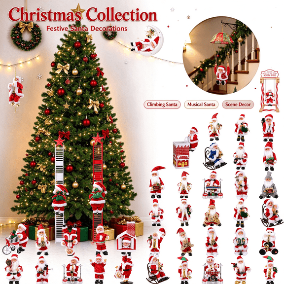 Lunxisen Dancing Santa Claus with Music, Hip Shaking Twerking Santa Christmas Decoration, Animated Tabletop Holiday Decor for Home Party(Hip Shaking Santa - Guitar)
