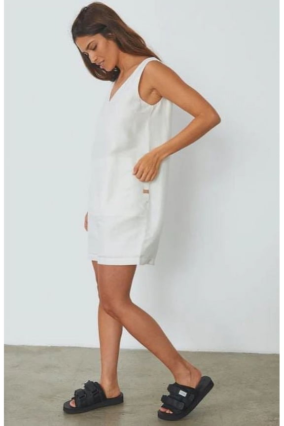 Resort Linen Silk Romper, White, Medium