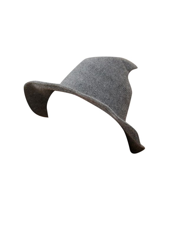 Knitted Curved Tip Witch Hat for Adults, Wide Brim Pointed Wizard Hat, Halloween Cos-play Cos-tume Accessory for Men Women