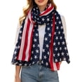 thumbnail image 1 of Luo Fashion Star Stripe Flag Print Light Chiffon Patriotic Scarf Wrap Shawl, 1 of 5