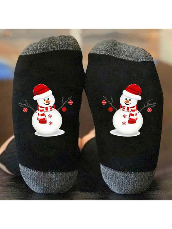 Winter Warm SocksChristmas Alphabet Snowman Prints Mid Calf Cotton Socks