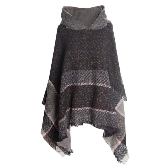 Luo Fashion Women's Hooded Knit Poncho Sweater Loose Fit Cape Pullover Fall Winter Top