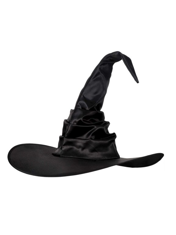 halloween hats for women, Halloween Witch Hat Pointed Crinkled Wide Brim Cos-tume AccessoryBlack