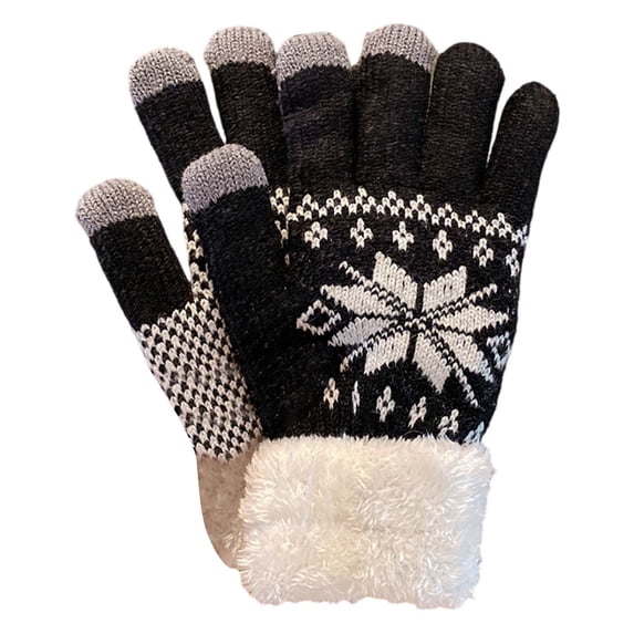 Luo Fashion un-der $2 Five-Finger Knit Plush Gloves Thick Cold-Proof Winter Warm