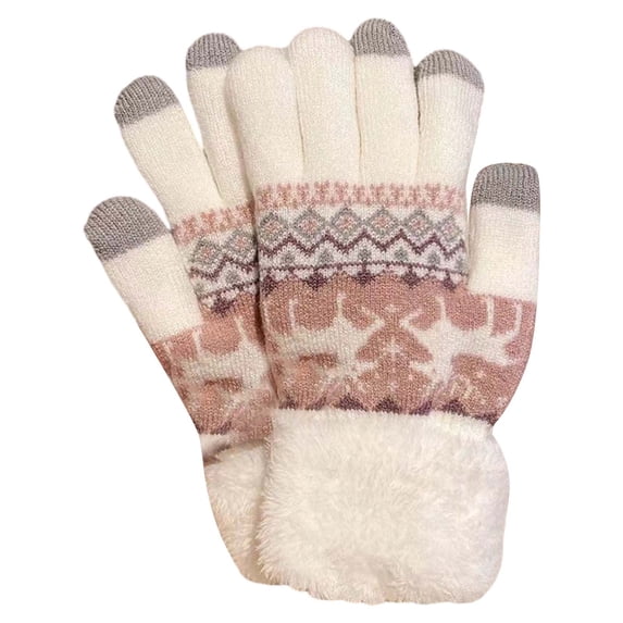 Luo Fashion un-der $2 Five-Finger Knit Plush Gloves Thick Cold-Proof Winter Warm