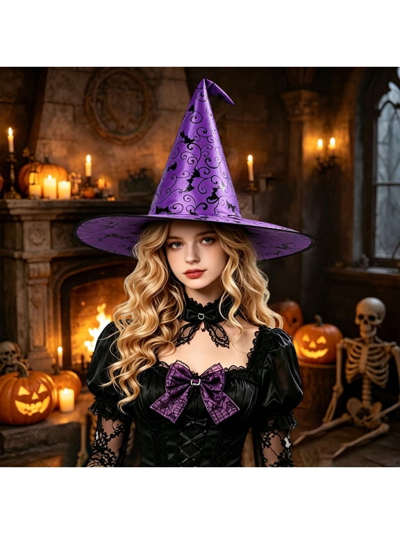 witches hats for women,Halloween Cos-tume Witch Hat for Women 6 Styles Cos-play Party Accessory Purple
