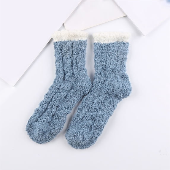 Luo Fashion women’s socks,Un-der $2 Warm & Cozy For Women Stocking Stuffers Fuzzy Plush Sleeping Slipper Socks Soft Warm Fabric Blue