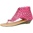thumbnail image 1 of Luo Luo Womens Wedge Heel Sandals Fuschia Rhinestone Embellished Thongs, 1 of 4