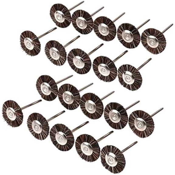 Luo ke 20 count Bristles Brush Wheel Sets, 3/32 Inch Shank Abrasive Bristles Polishing Wheel for Rotary Tools (Brown)