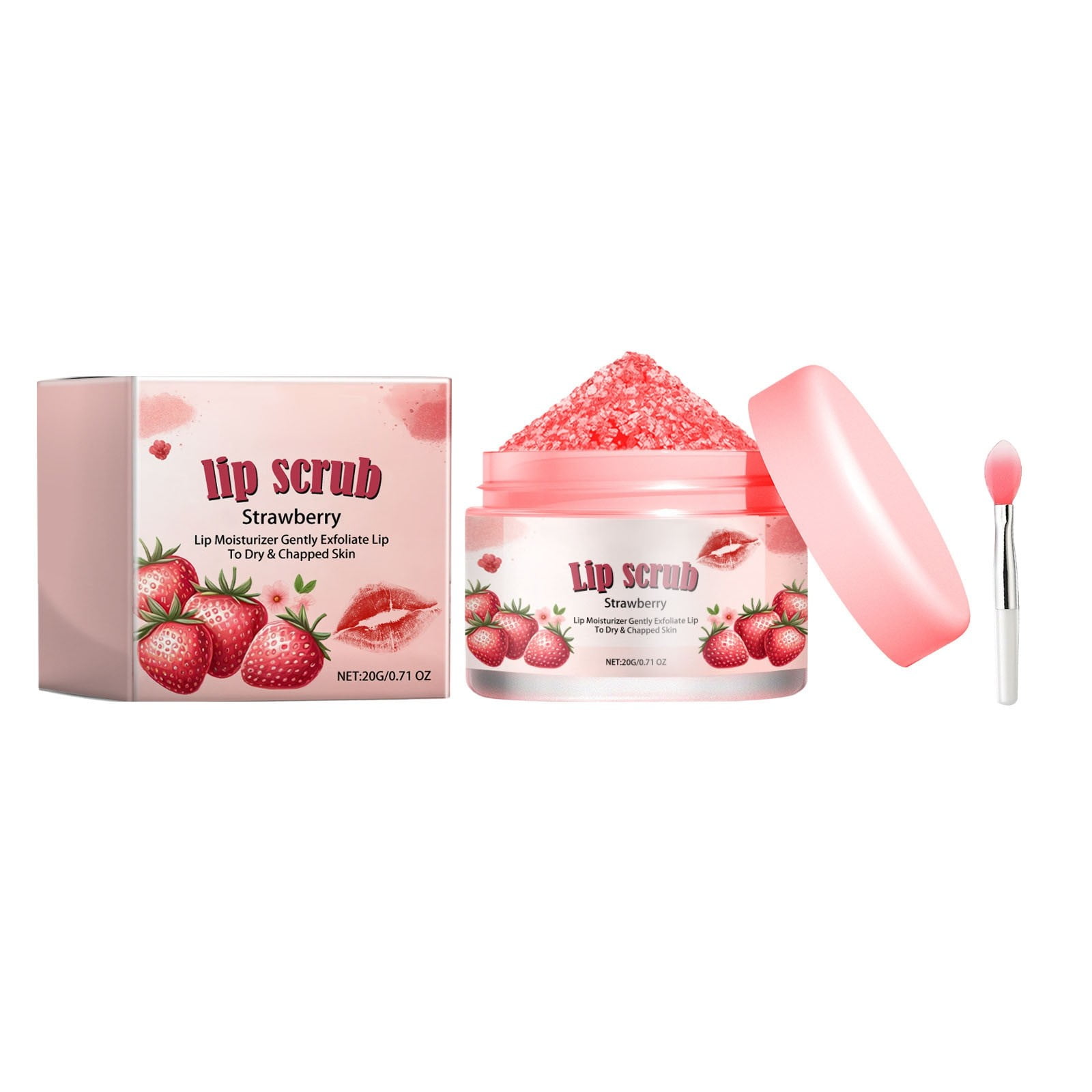 LuoYinDa Lip Kits Strawberry Lip Scrub Lip Texture Dry Dead Skin