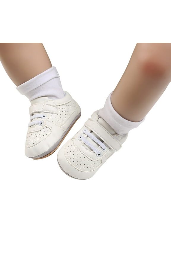 Baby Boys Girls Trainers Non Toddler PU Leather Soft Sole Baby Shoes Size 12-2 White