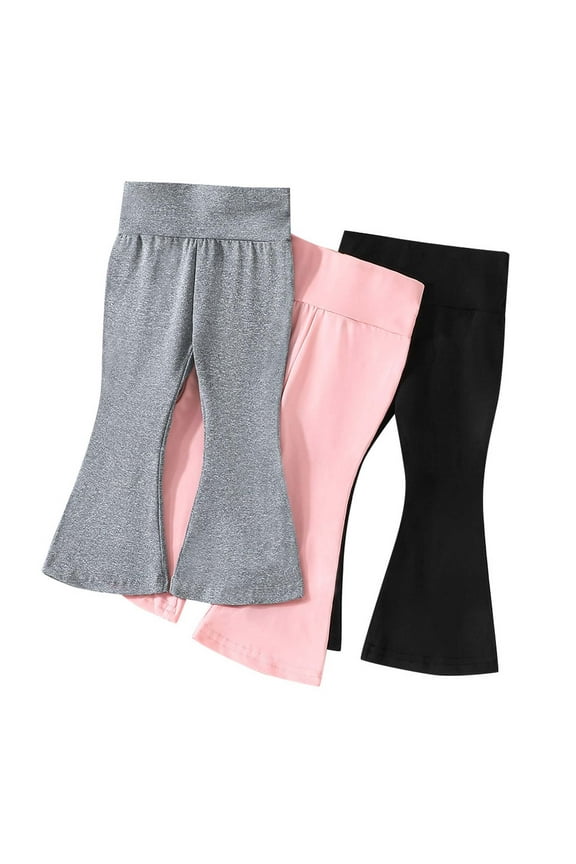 Baby Girls High Waist Flare Pants 3 Pack Soft Toddler Casual Trousers For Infant And Kids Everyday Wear Girls Jeans For School 6-9 Months