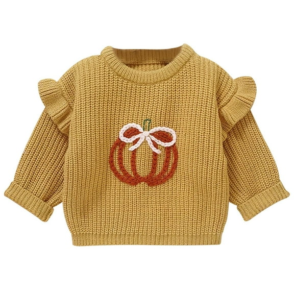 Luogg Baby Halloween Sweater Girls Boys Knit Top With 3D Pumpkin Design Soft Comfortable Fall Winter Casual Outfit For Toddlers Sweaters For Girls Size 6-9 Months