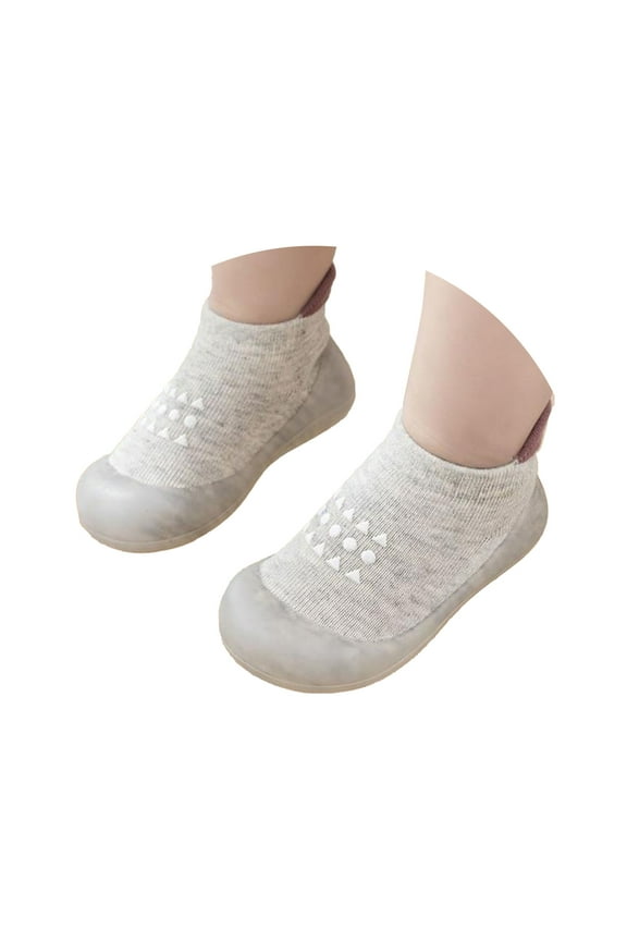 Baby Sock Shoes Baby Walking Shoes Non Breathable Slippers With Soft Rubber Sole Baby Boys Girls Sneakers Size 13-18 Months Grey