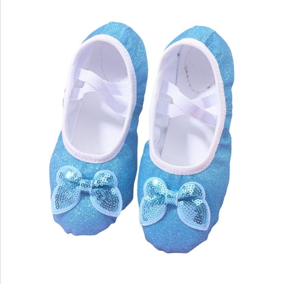 Luogg Ballet Slippers Dance Shoes Split Leather Sole For Children And Adults Size 2-2.5 Years Sky Blue