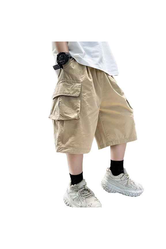 Boys Kids Cargo Shorts Youth Boy's Casual Stretch Shorts Outdoor Cargo Bottoms Boys Athletic Pants For School 13-14 Years