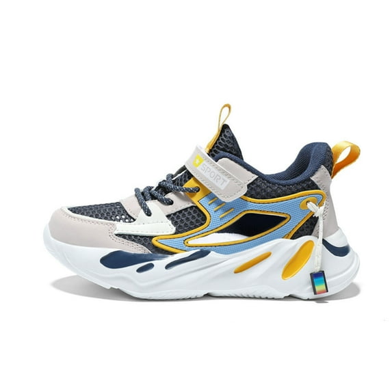 Luogg Boys Sneakers For Kids Lightweight Breathable Mesh Sports Shoes For Daily Wear Outdoor Activities Hiking Picnics Non Slip Comfortable Walking Shoes For Boys Size 9-9.5 Years Dark Blue