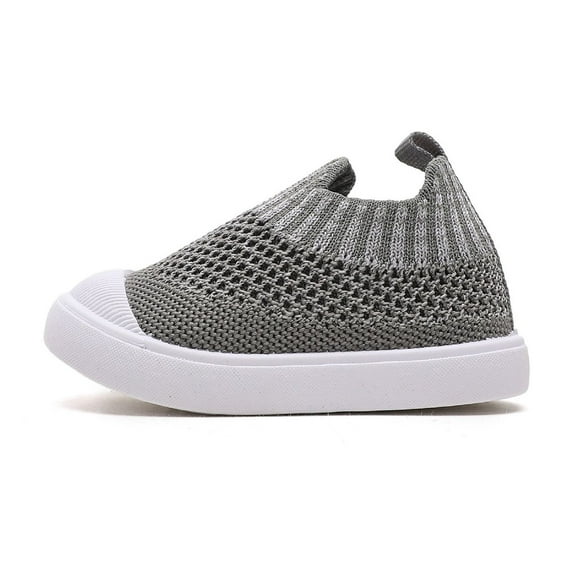 Luogg Boys Sneakers For Toddlers Breathable Lightweight Walking Shoes Non Casual Sports Shoes For Daily Outdoor Play Size 6-9 months Dark Gray