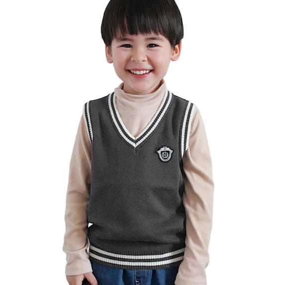 Luogg Boys Sweaters V Neck Color Block Knit Vest For Kids Warm Winter Pullover Casual Layering Piece For Boys And Girls Age 3 16 Boys V Neck Sweaters Size 3-4 Years