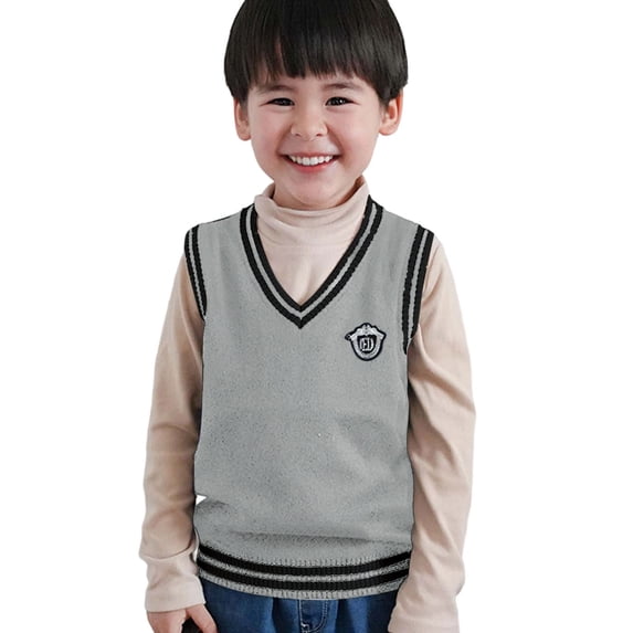 Luogg Boys Sweaters V Neck Color Block Knit Vest For Kids Warm Winter Pullover Casual Layering Piece For Boys And Girls Age 3 16 Boys V Neck Sweaters Size 5-6 Years