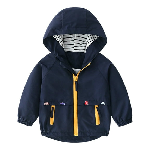 Luogg Boys Windbreaker Jacket For Kids Lightweight Hooded Zipper Coat Outdoor Casual School Jacket For Boys Boys Winter Jacket Size 3-4 Years