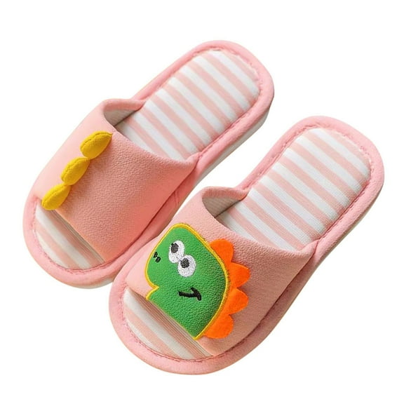 Luogg Cartoon Dinosaur Pattern House Slippers For Toddler Open Toe Comfort On Indoor Home Slippers For Girls And Boys kids slippers for girls Size 3.5-4 Years