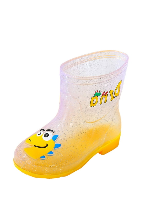 Children Shoes Cute Cartoon Mid Tube Rain Boots Fashion Transparent Practical Outdoor Small Rain Boots Girls Ankle Boots Size 11-11.5 Years