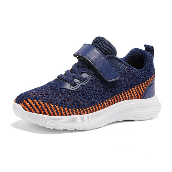 Luogg Children's Mesh Lightweight Breathable Sports Shoes For Men And Women Color Matching Comfortable Running Shoes Size 5.5-6 Years Dark Blue