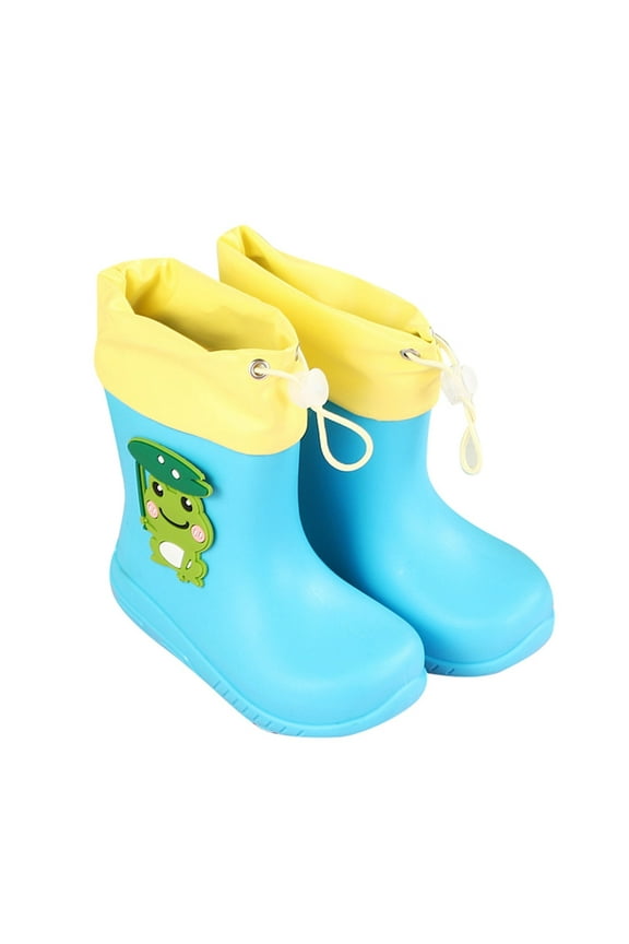 Children's Unisex Rainy Season Baby Water Shoes Non Lightweight Cartoon Adjustable Drawstring Rain Boots Snow Boots for Boys Size 2-3 Years