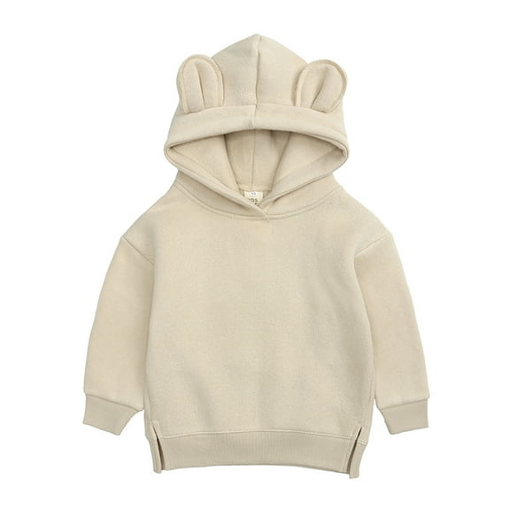 Luogg Cute Ear Hoodie Sweatshirt Baby Top Boys Infant Girls Solid Toddler Boys Tops Boys Hoodies With Pockets Size 2-3 Years