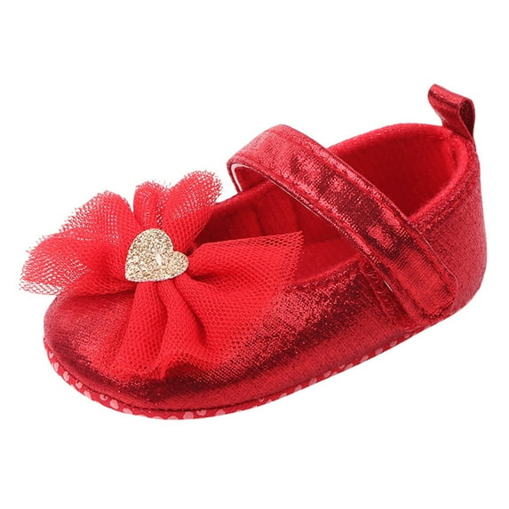 Luogg Girl Baby Shoes Walkers Comfortable Fashion First Shoes Kid Butterfly-knot Baby Shoes Size 3.5 Red