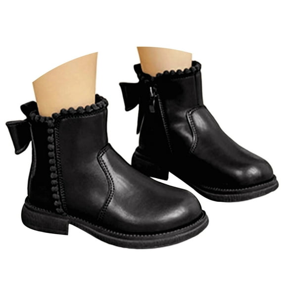Luogg Girls Boots For Toddler To Kids Winter Autumn Spring Casual Dressy Ankle Booties With Bowknot Comfortable Elastic Cute Shoes Girls Rain Boots Size 2-2.5 Years