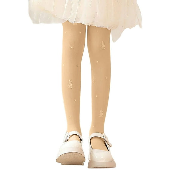 Luogg Girls Bunny Printed Tights Summer Soft Breathable Dance Stockings For Kids Comfortable Stretchy Thin Leggings Girls Jeans 5-8 Years