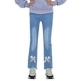 thumbnail image 1 of Luogg Girls Jeans, Ribbed Elastic Waist Embroidered Denim Pants Girls Cargo Pants 5-6 Years, 1 of 5